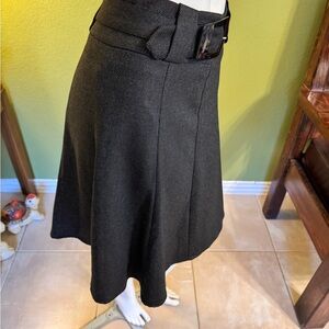 Black Midi A-Line Skirt for Work
